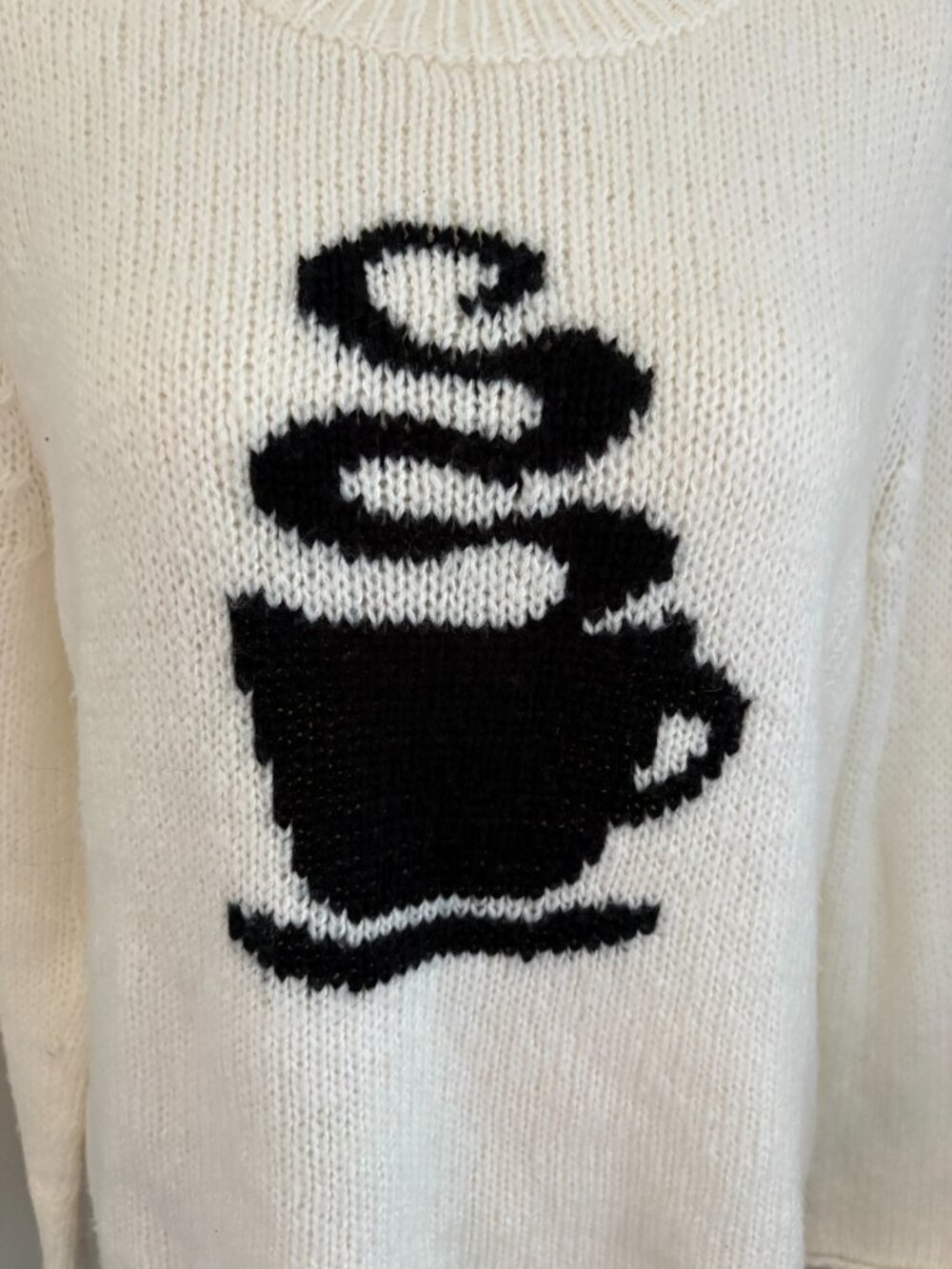 Wooden Ships Hot Cup of Joe Ivory Mohair Sweater Chunky Cozy S/M $148 MSRP - Picture 7 of 9